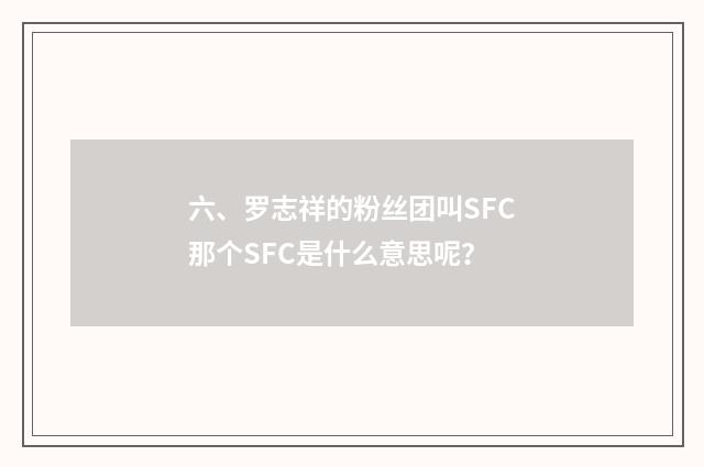 六、罗志祥的粉丝团叫SFC那个SFC是什么意思呢？