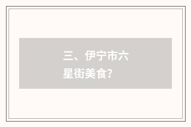 三、伊宁市六星街美食？