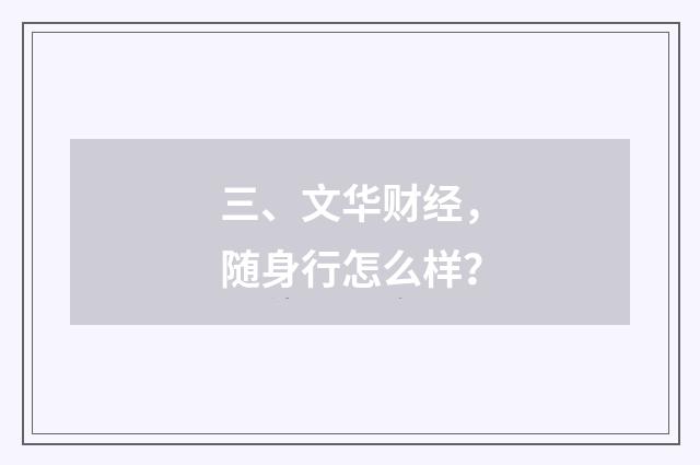 三、文华财经，随身行怎么样？