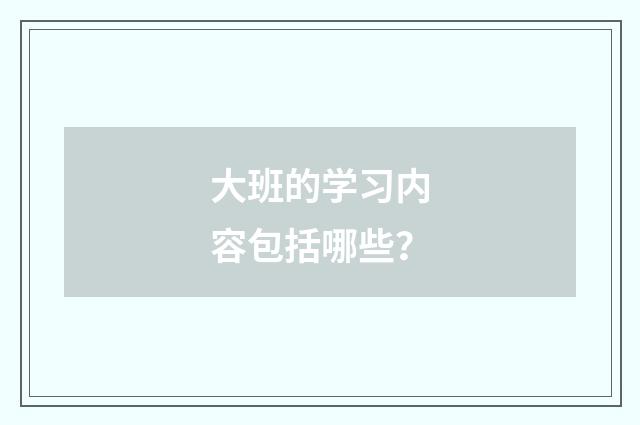 大班的学习内容包括哪些？