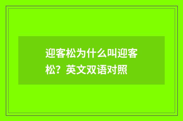 迎客松为什么叫迎客松？英文双语对照