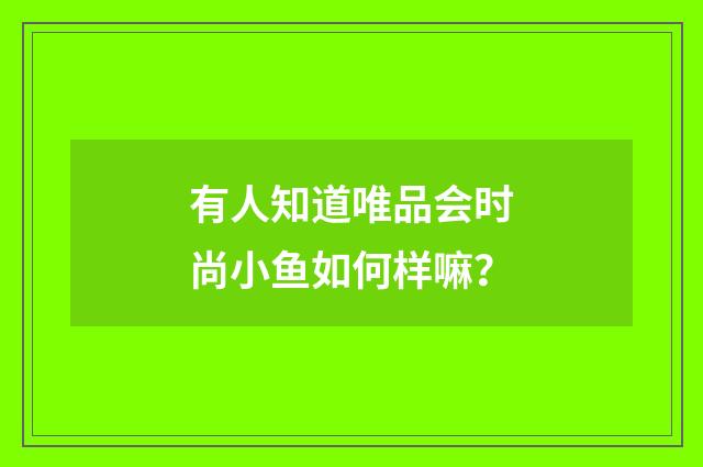 有人知道唯品会时尚小鱼如何样嘛？