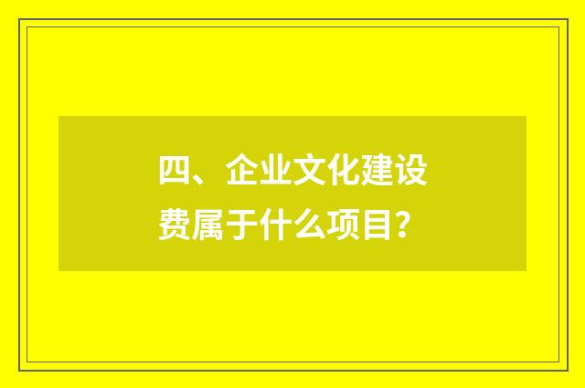 四、企业文化建设费属于什么项目？