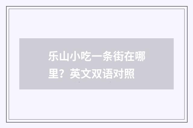 乐山小吃一条街在哪里？英文双语对照