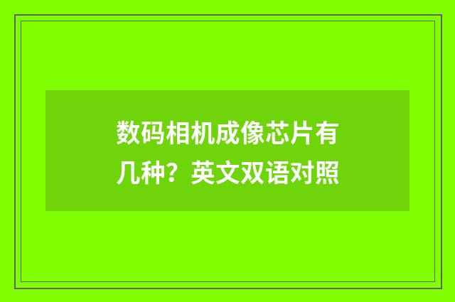 数码相机成像芯片有几种？英文双语对照