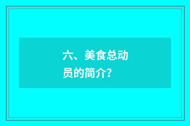 六、美食总动员的简介？