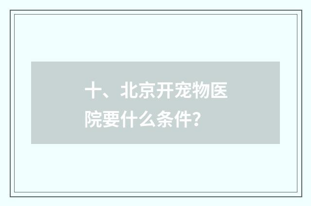 十、北京开宠物医院要什么条件？