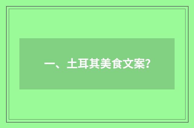 一、土耳其美食文案？