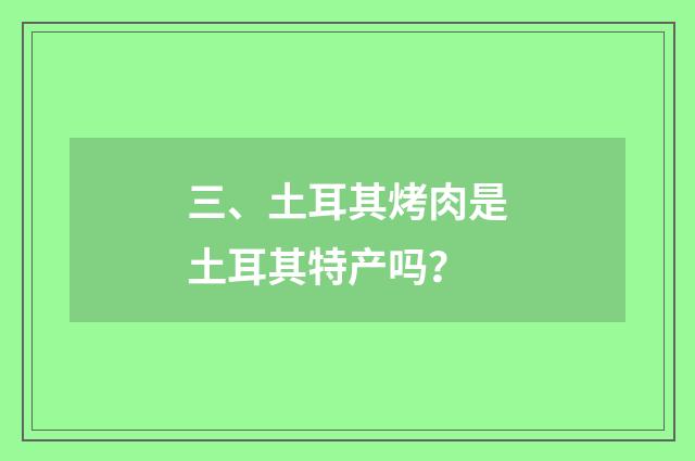 三、土耳其烤肉是土耳其特产吗？