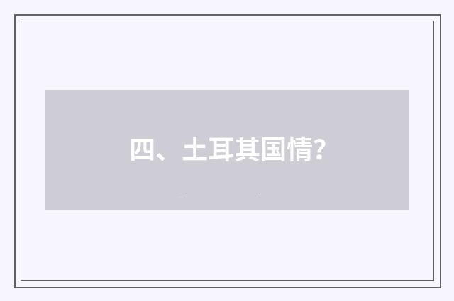 四、土耳其国情？