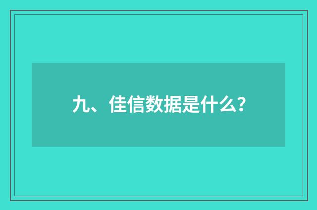 九、佳信数据是什么？