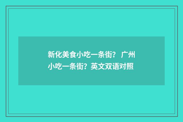 新化美食小吃一条街？ 广州小吃一条街？英文双语对照