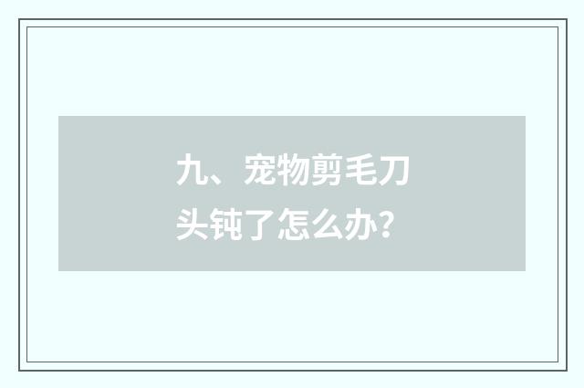 九、宠物剪毛刀头钝了怎么办?