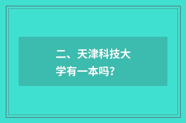 二、天津科技大学有一本吗？
