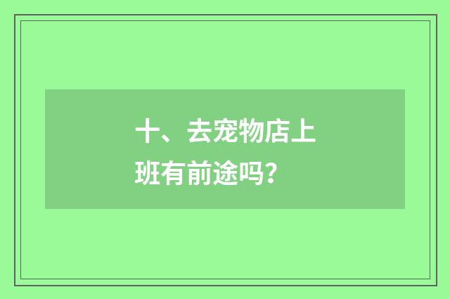 十、去宠物店上班有前途吗？