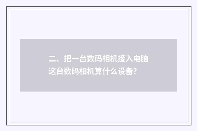 二、把一台数码相机接入电脑这台数码相机算什么设备？