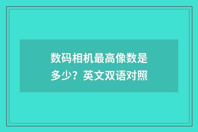 数码相机最高像数是多少？英文双语对照