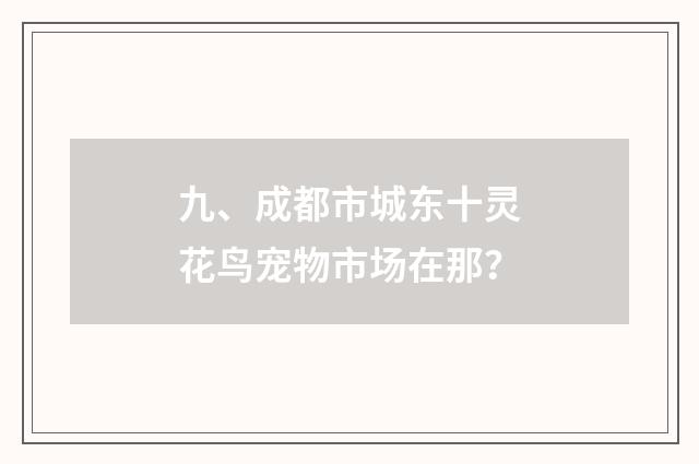 九、成都市城东十灵花鸟宠物市场在那？