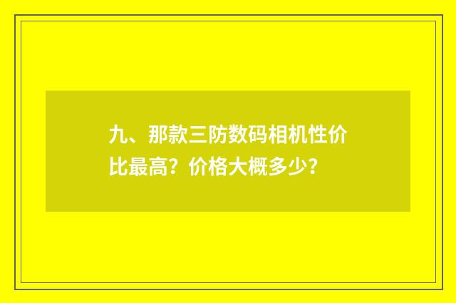 九、那款三防数码相机性价比最高？价格大概多少？