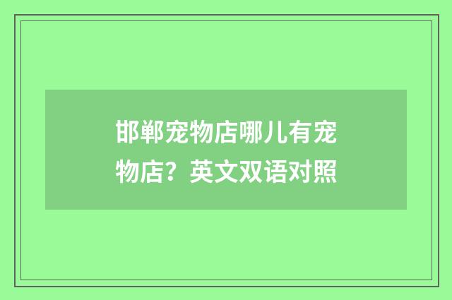 邯郸宠物店哪儿有宠物店？英文双语对照