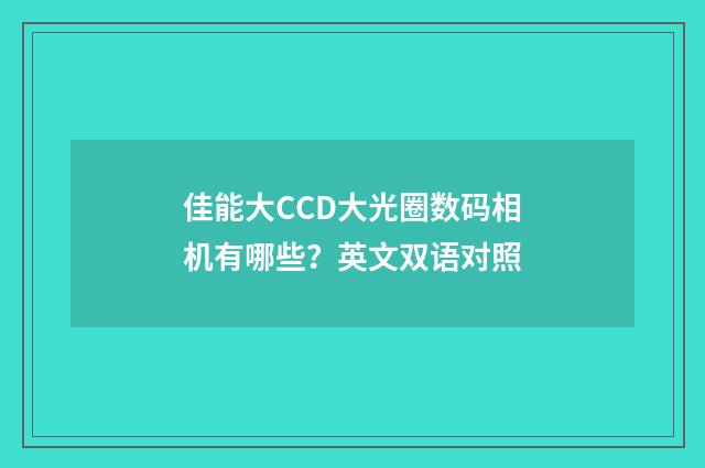 佳能大CCD大光圈数码相机有哪些？英文双语对照