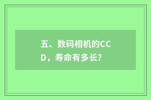 五、数码相机的CCD，寿命有多长？