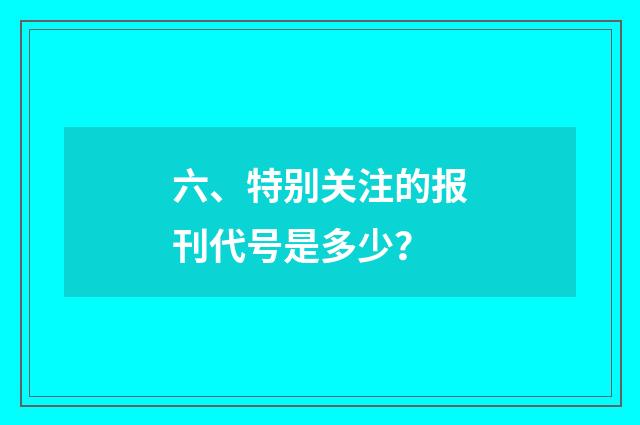 六、特别关注的报刊代号是多少？