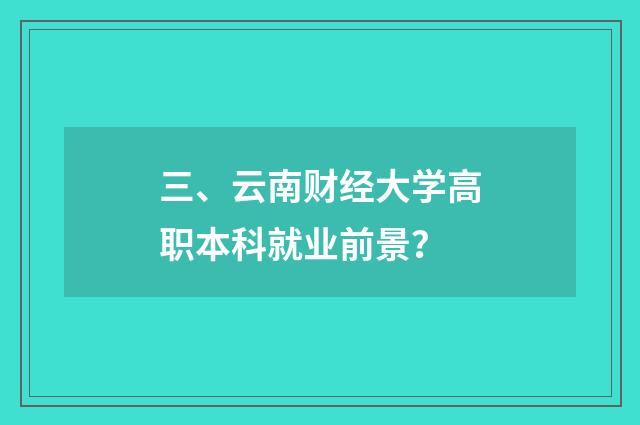三、云南财经大学高职本科就业前景？
