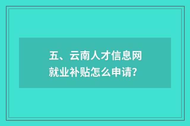 五、云南人才信息网就业补贴怎么申请？