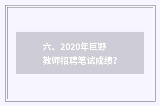 六、2020年巨野教师招聘笔试成绩？