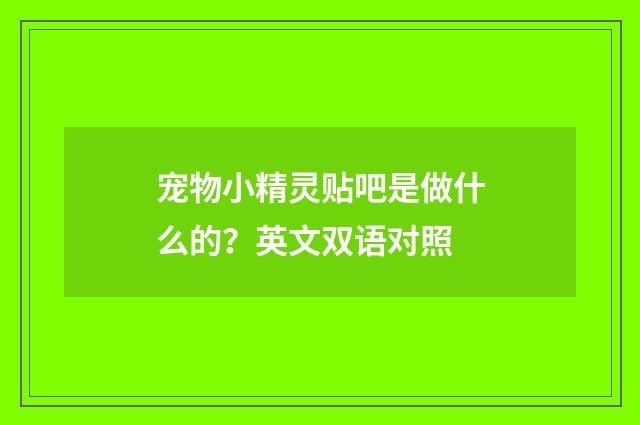 宠物小精灵贴吧是做什么的?英文双语对照