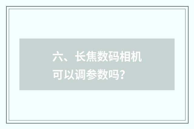 六、长焦数码相机可以调参数吗？