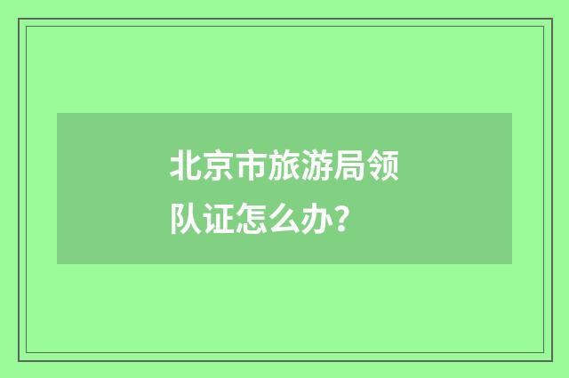 北京市旅游局领队证怎么办？