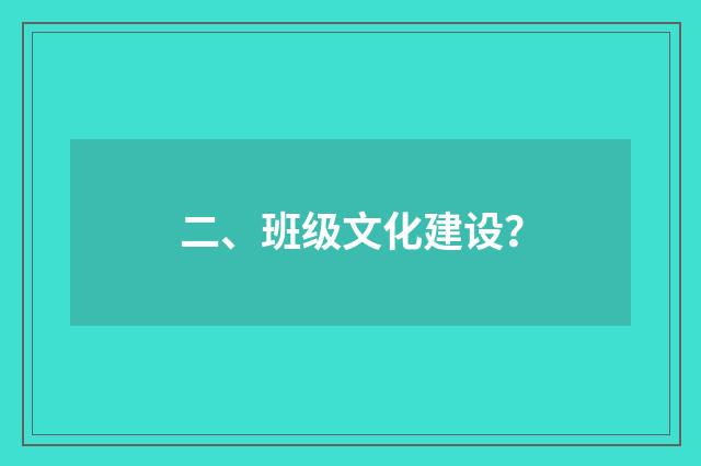 二、班级文化建设?