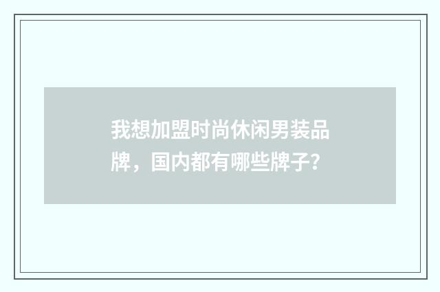 我想加盟时尚休闲男装品牌，国内都有哪些牌子？