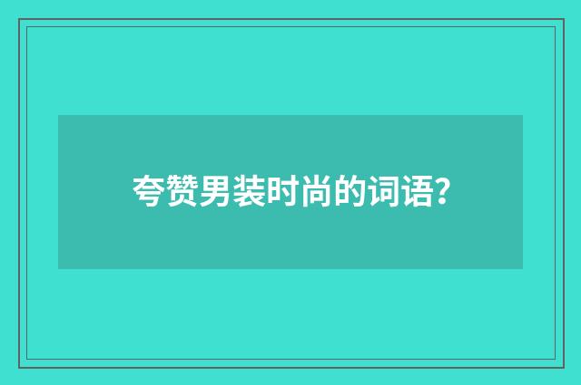 夸赞男装时尚的词语？
