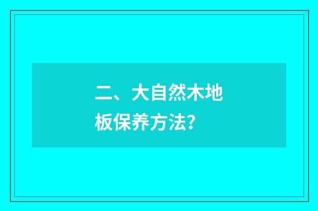 二、大自然木地板保养方法？