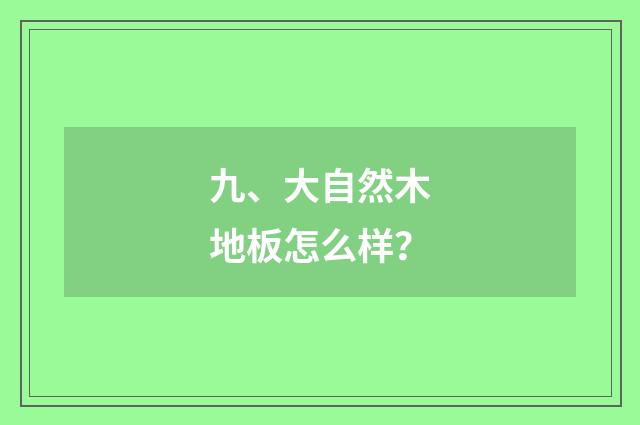 九、大自然木地板怎么样？