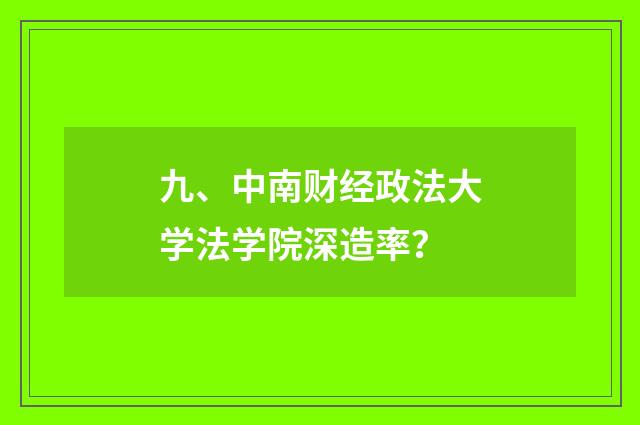 九、中南财经政法大学法学院深造率？