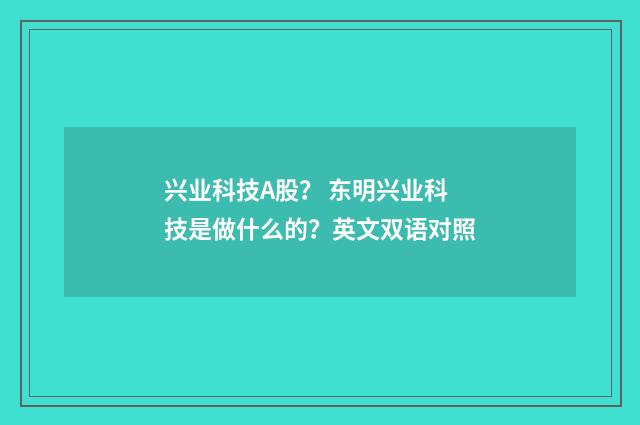 兴业科技A股？ 东明兴业科技是做什么的？英文双语对照