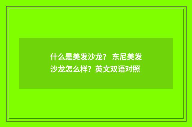 什么是美发沙龙？ 东尼美发沙龙怎么样？英文双语对照