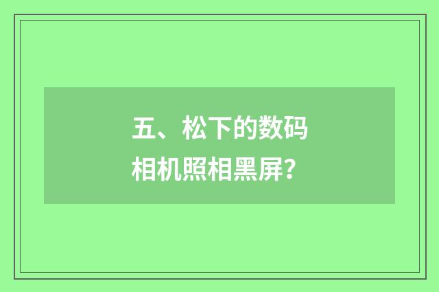 五、松下的数码相机照相黑屏？