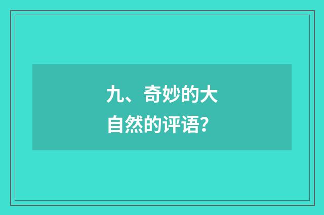 九、奇妙的大自然的评语？