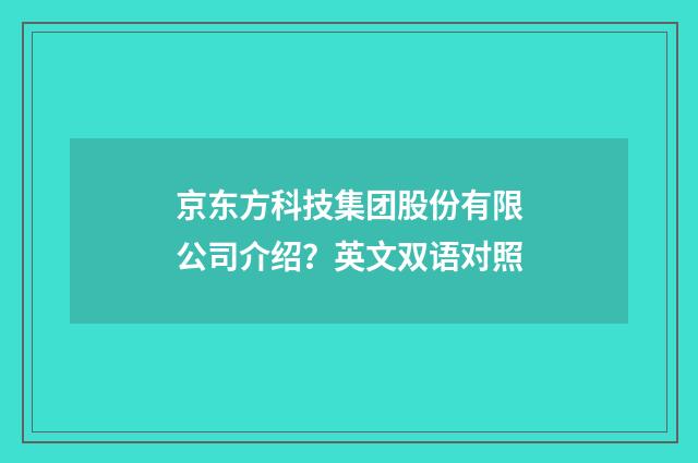 京东方科技集团股份有限公司介绍？英文双语对照