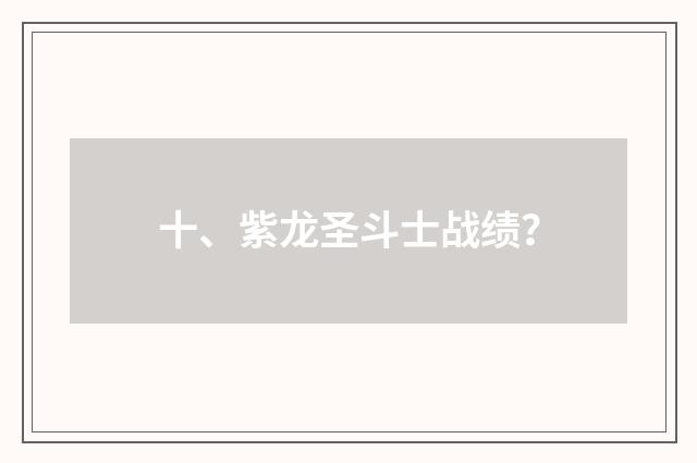 十、紫龙圣斗士战绩？