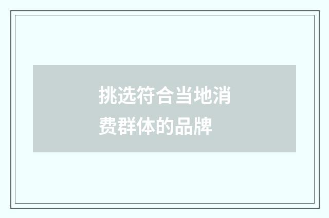 挑选符合当地消费群体的品牌