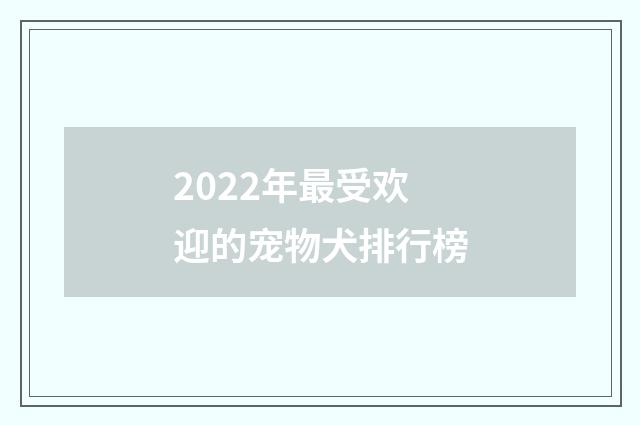 2022年最受欢迎的宠物犬排行榜
