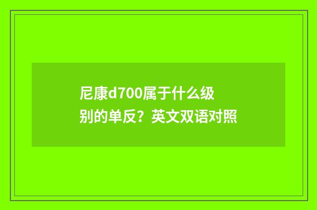 尼康d700属于什么级别的单反？英文双语对照