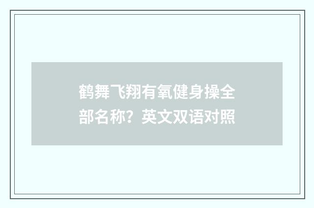 鹤舞飞翔有氧健身操全部名称？英文双语对照