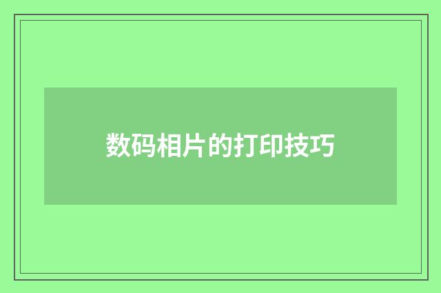 数码相片的打印技巧